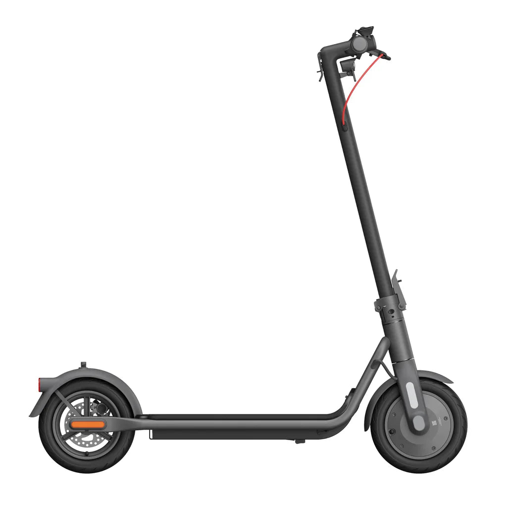 Navee V50 Electric Scooter side view showing sleek design and enhanced features for tracking and range.