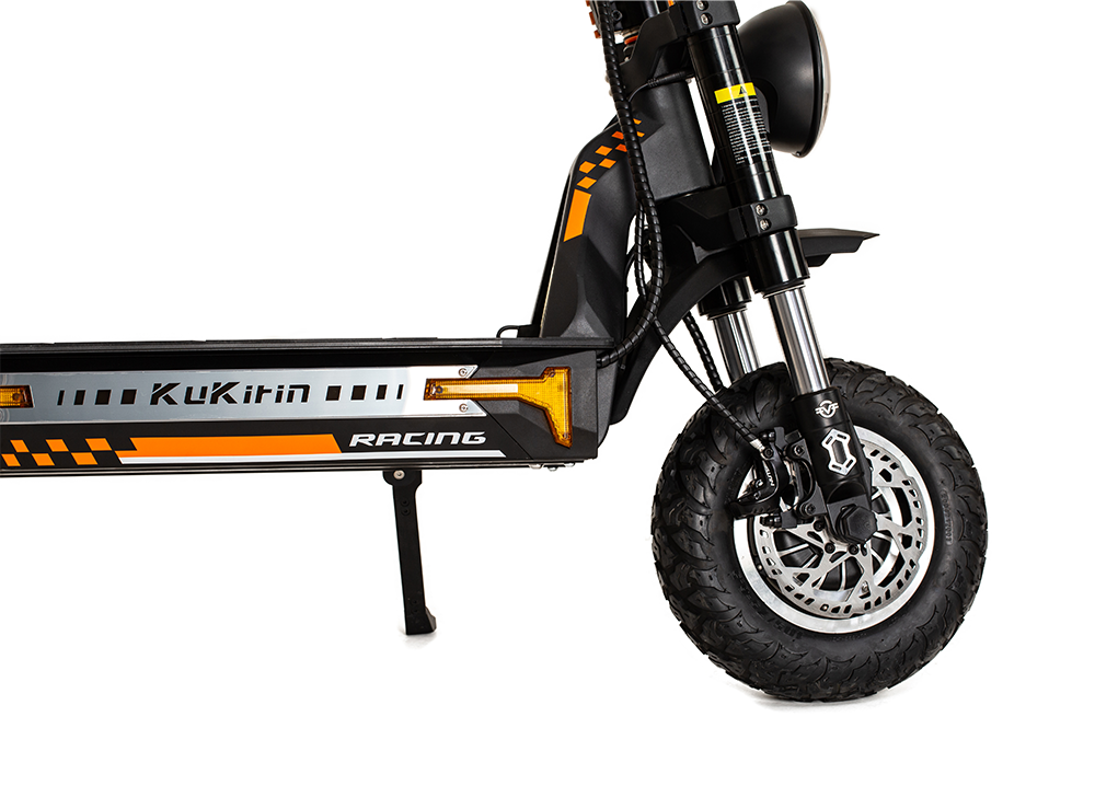 KuKirin G4 Max Electric Scooter showcasing its robust front wheel and modern design for urban commuting.