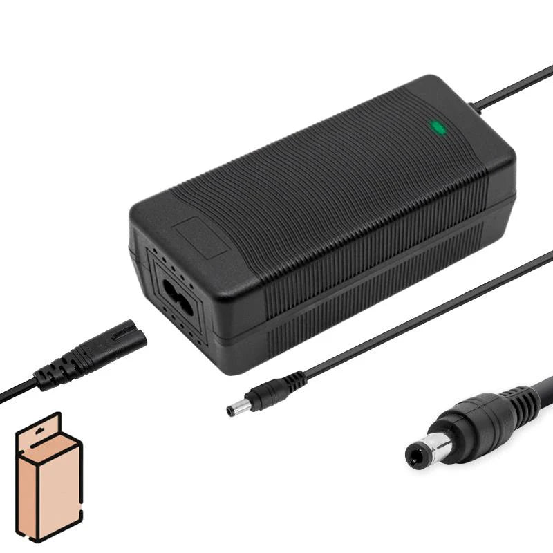 48V Charger (54.6 V) 2A DC connector 5.5 mm with power adapter and cables for electric scooters and bicycles.