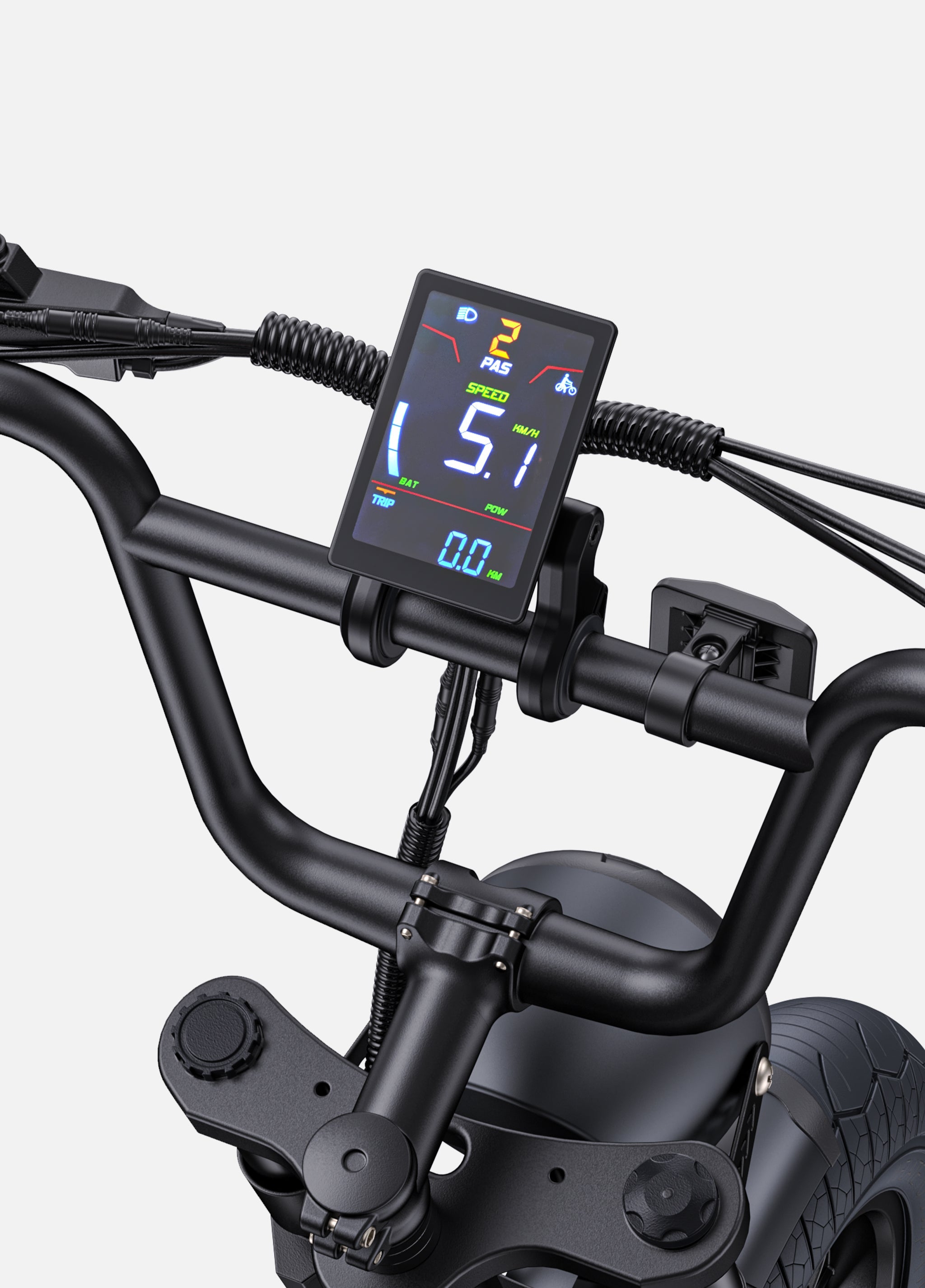 ENGWE M1 e-bike handlebar display showing speed and gear information.