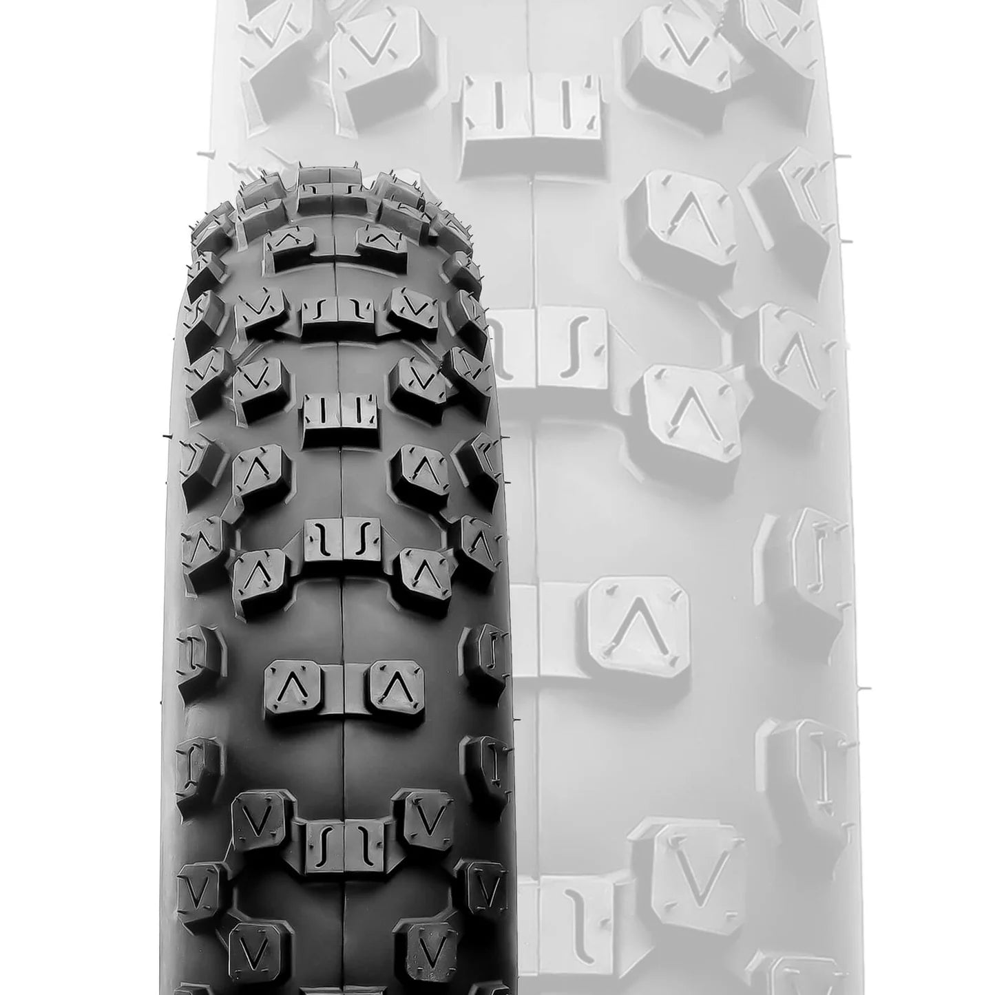 20 x 4 Rock Conqueror Heavy Duty Tire showcasing its rugged tread design for off-road stability and performance.