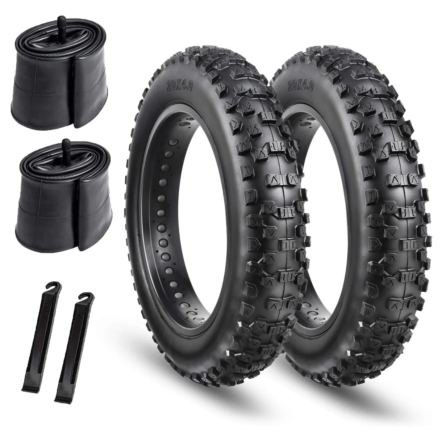 20 x 4 Rock Conqueror Heavy Duty Tire with inner tubes and tire levers for off-road performance