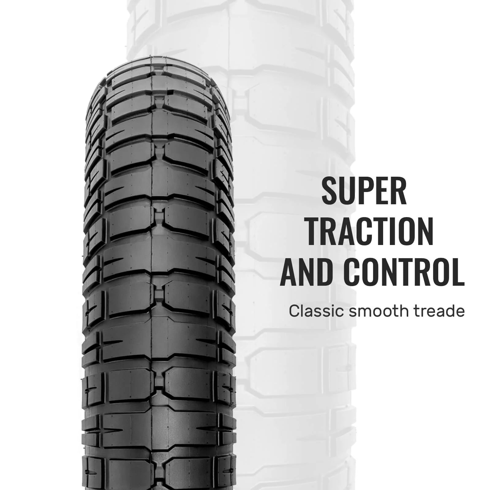 20 x 4.0 Fat Bike Heavy Duty Tire showcasing super traction and control with a classic smooth tread design.