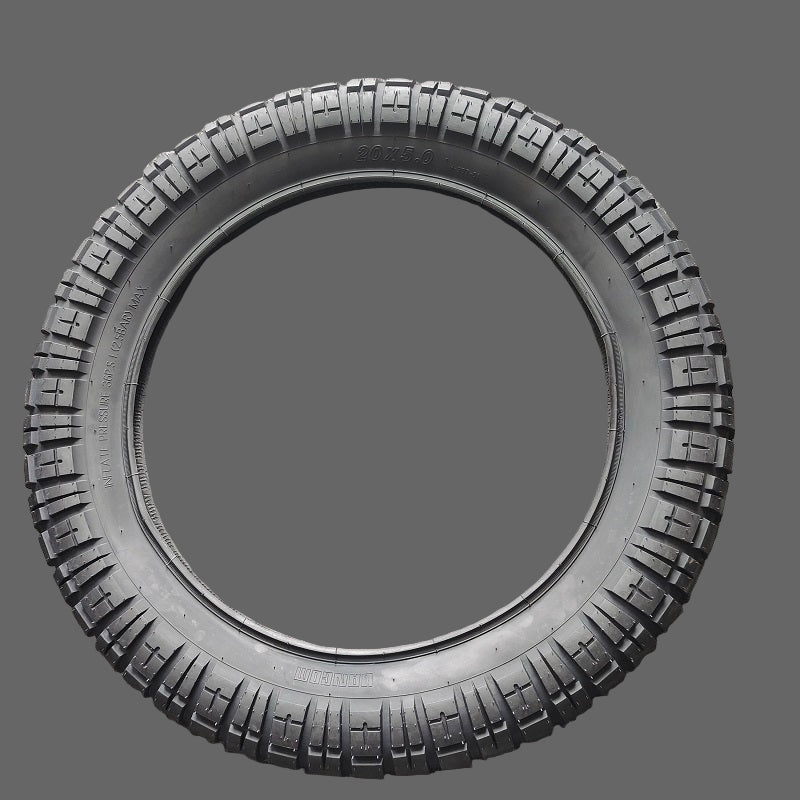 20 x 4.5 fat bike heavy duty tire showcasing durable rubber construction and robust tread design.