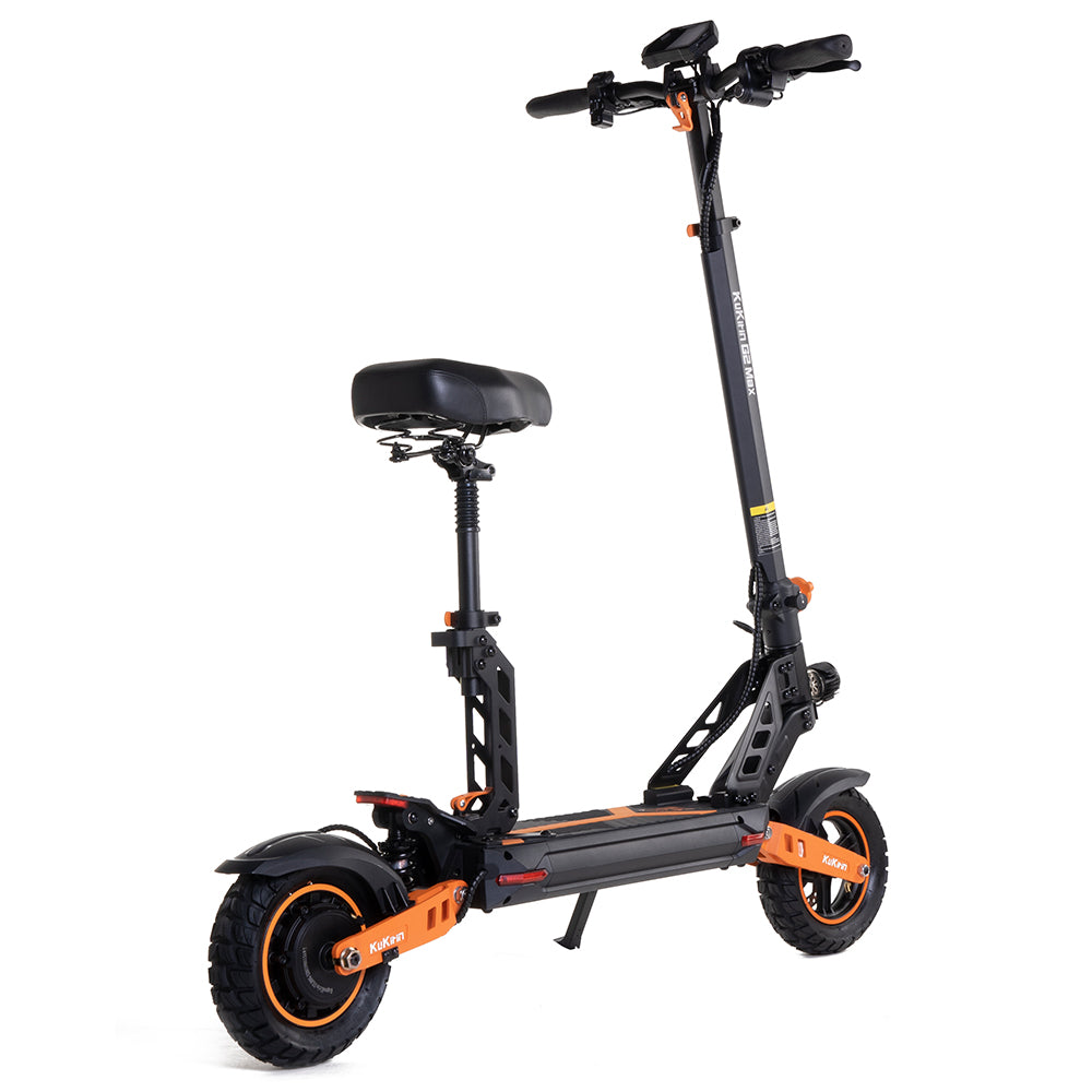KuKirin G2 Max Electric Scooter showcasing its rugged design and comfortable seat for high-performance rides.