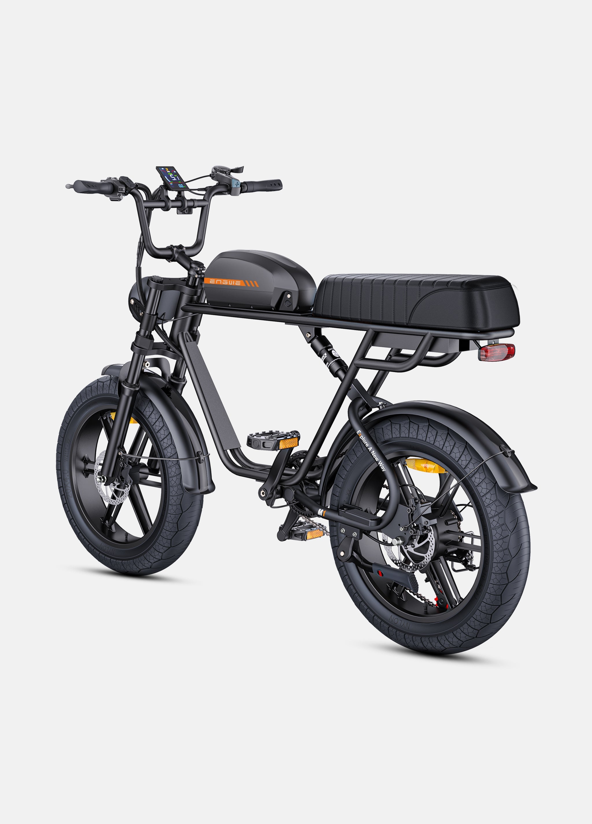 ENGWE M1 powerful e-bike featuring dual seats, sleek design, and enhanced safety features.