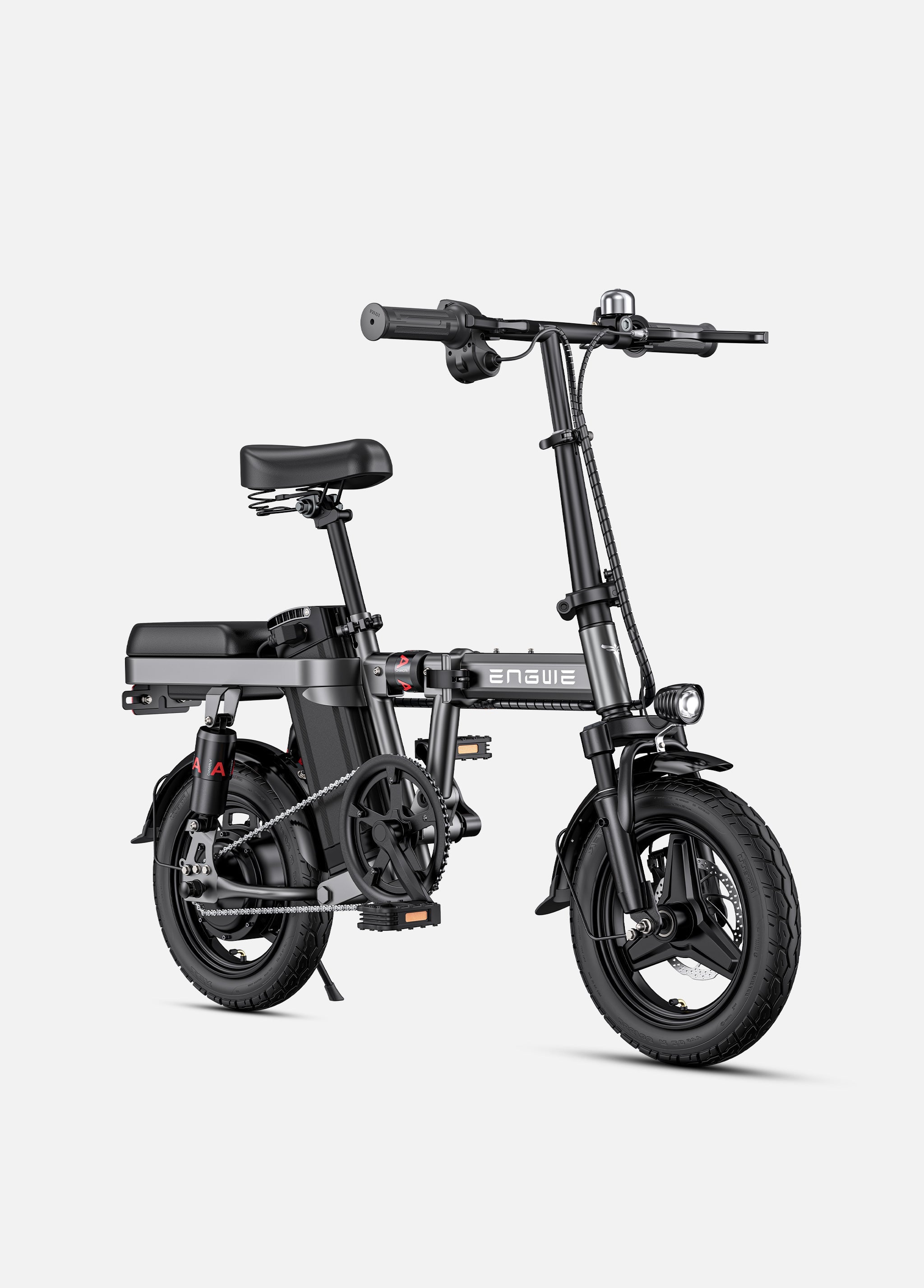ENGWE T14 electric bike with 250W motor, foldable design, and tubeless tyres for urban commuting.
