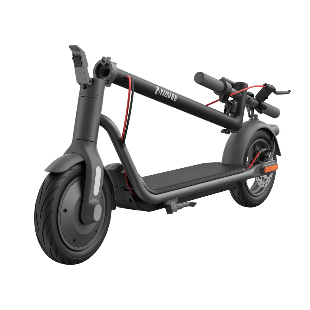 Navee V50 Electric Scooter with enhanced tracking and range features, showcased in a sleek, foldable design.