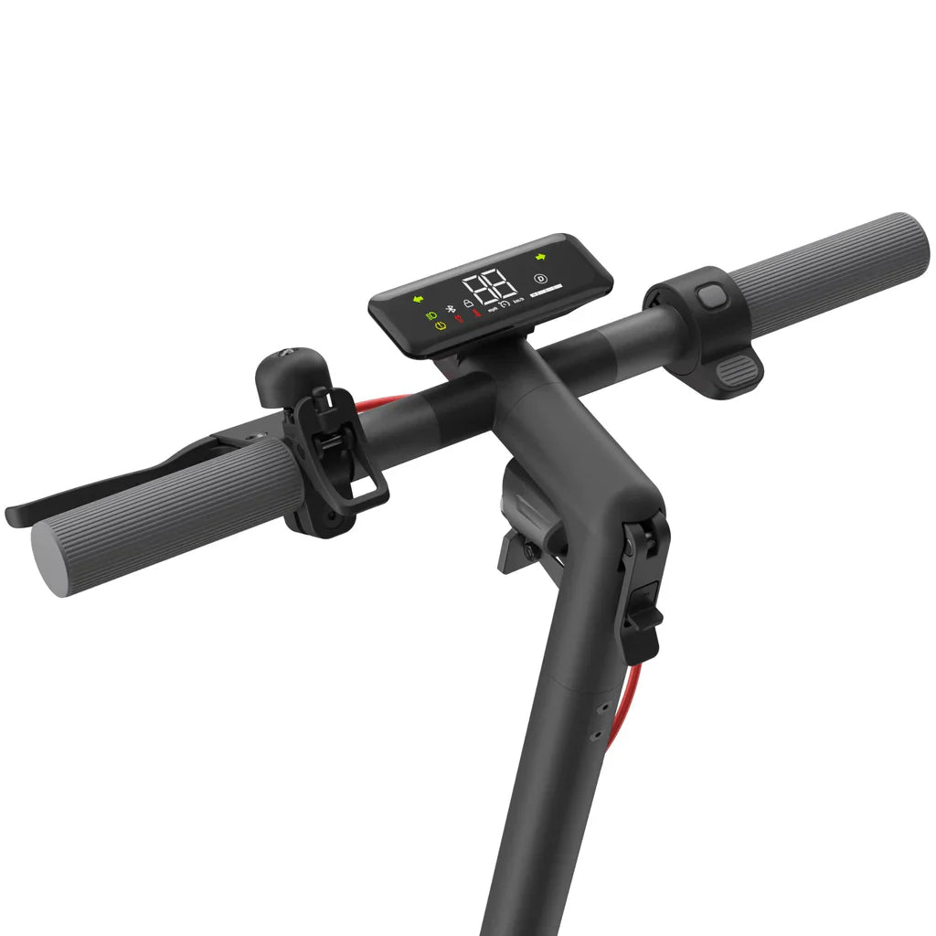 Navee V50 Electric Scooter handlebars with display and controls for enhanced tracking and range features.
