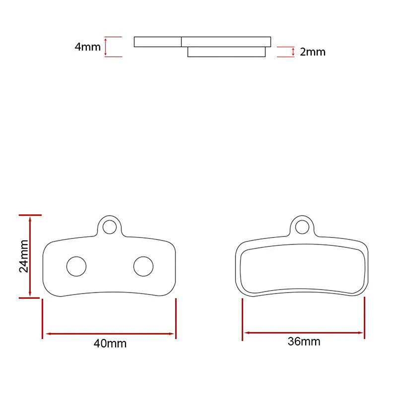 Brake Pads dimensions for KuKirin G4 Max / Surron Brake Pads, showing size and shape specifications.