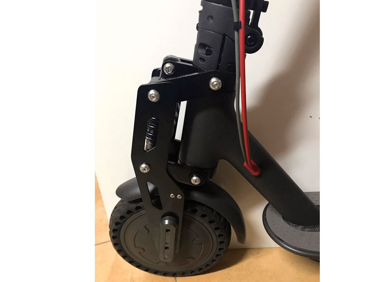 Side profile of Front suspension shock absorber mounted on Xiaomi M365 Pro
