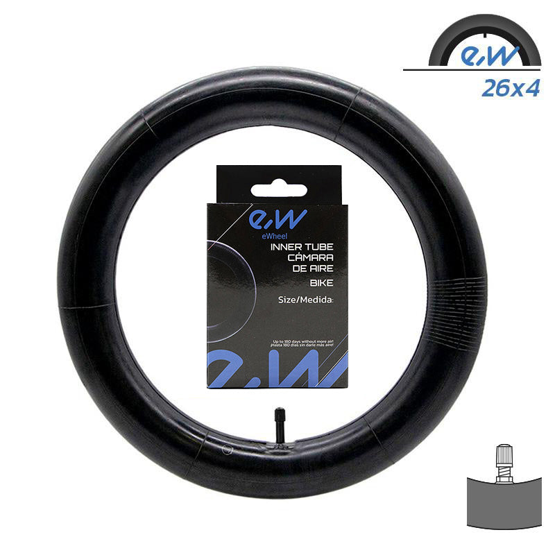 Inner Tube 26 x 4 VR Ewheel for FAT-BIKE, showing product packaging and specifications.