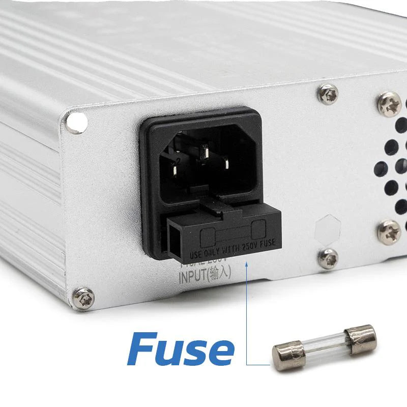 Charger 60V back view showing LP16 connector and fuse slot for electric vehicle charging.