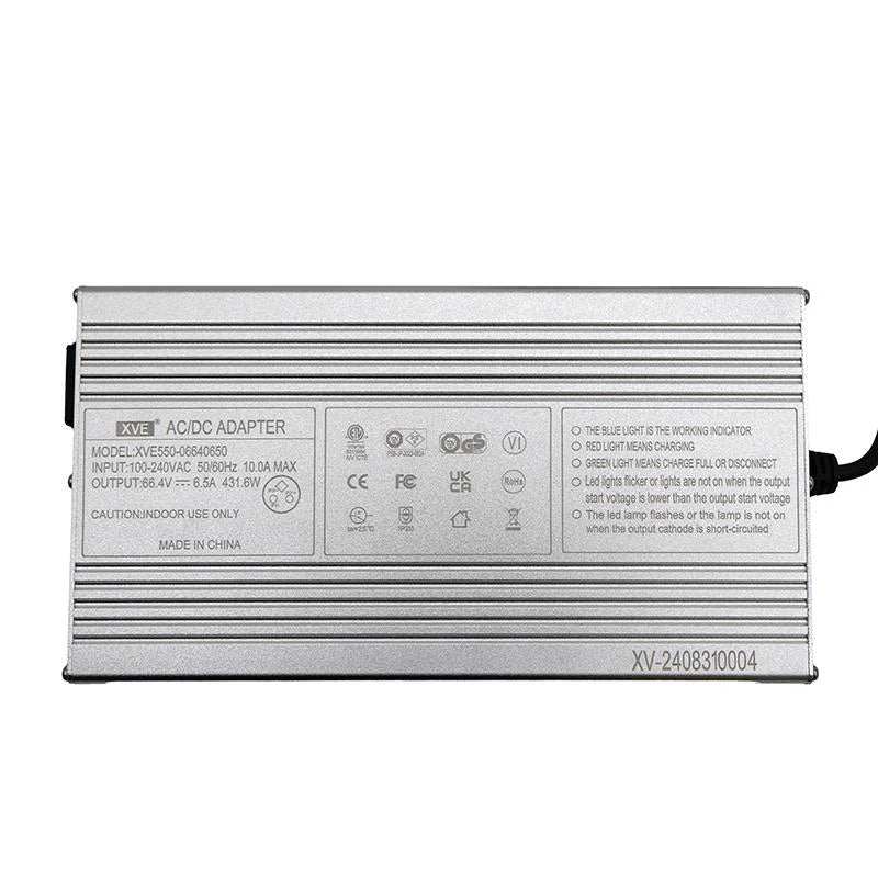 Charger 60V AC/DC adapter with detailed output and safety information for electric vehicles