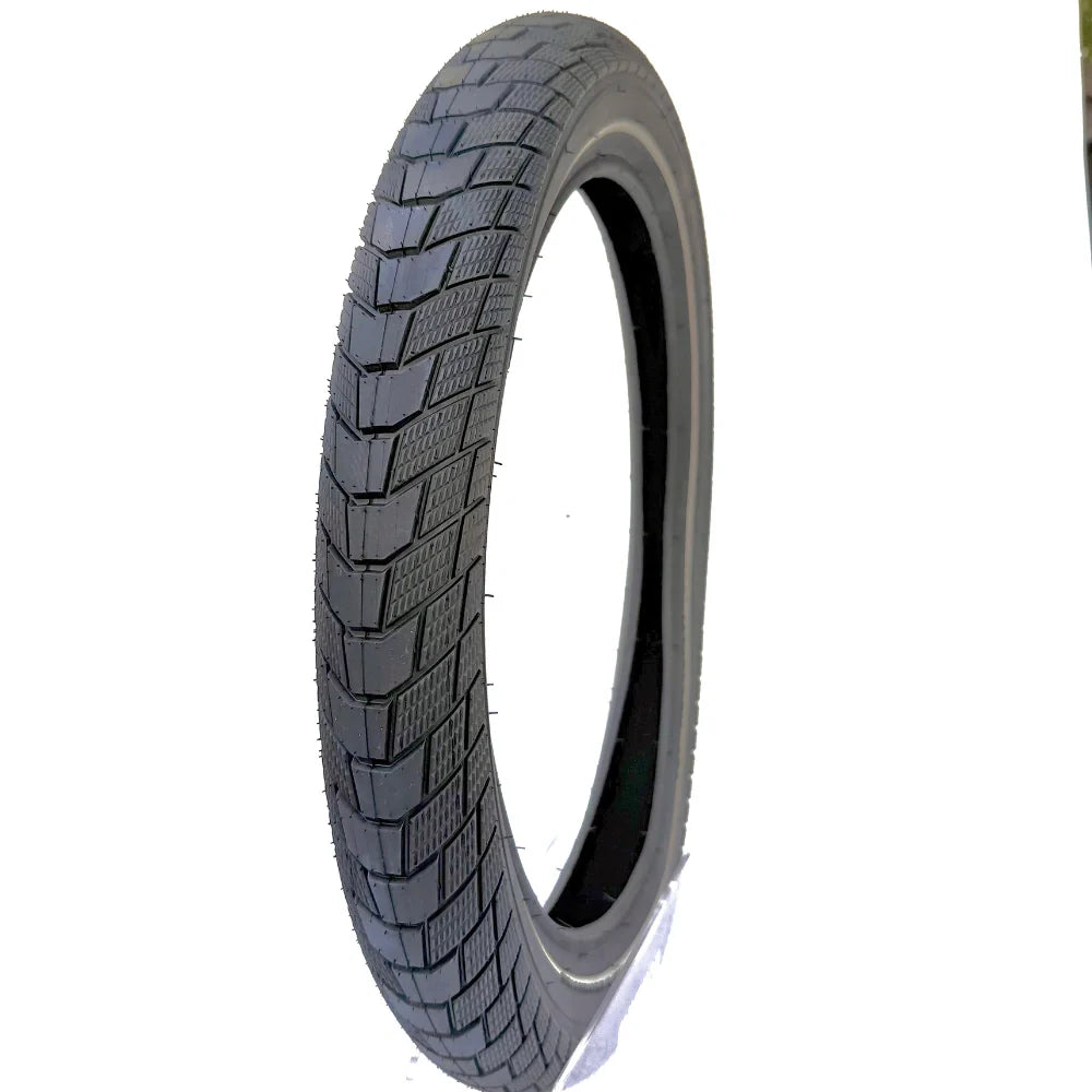 E-Bike H-1016 Durable and High Grip 20x3 Inch Tire shown from the side, demonstrating its heavy-duty tread pattern.