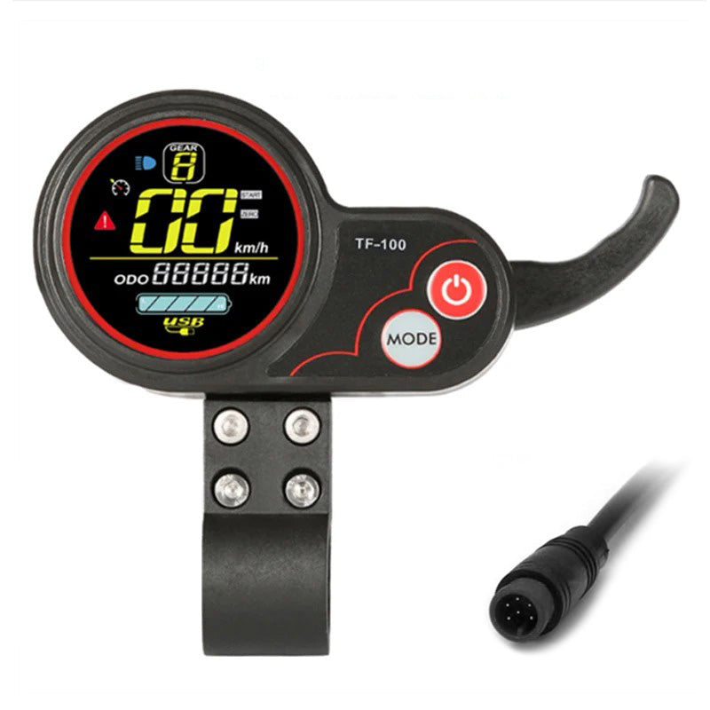 Display TF-100 – Waterproof 6-Pin Scooter Display showing speed and odometer readings.