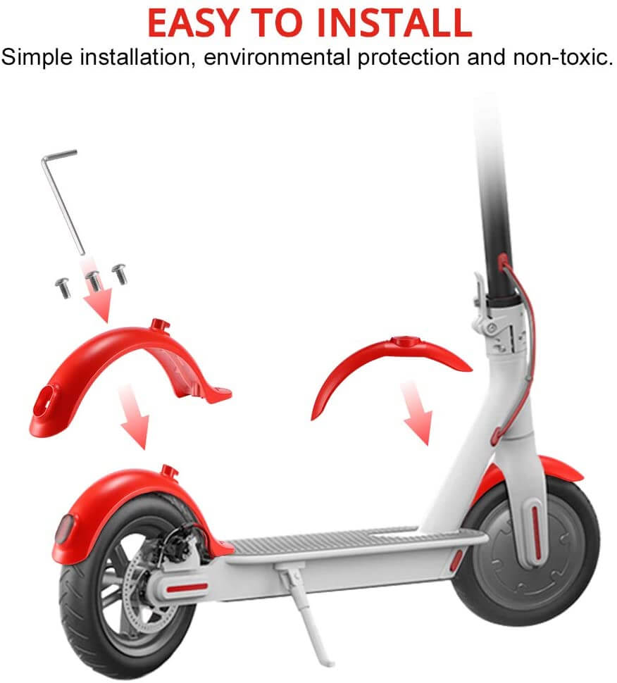 Front and Rear Fender Mudguard replacements compatible with Xiaomi M365/Pro Electric Scooter in RED color