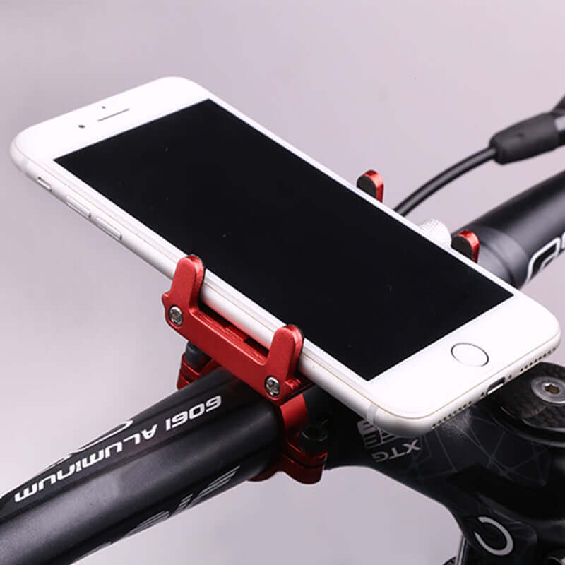 Red GUB PLUS Phone Holder Mount on handlebar